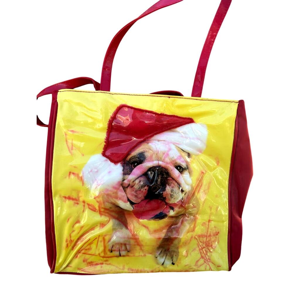 Vintage Bulldog Puppy Print Carrier tote shoulder bag - Picture 5 of 9